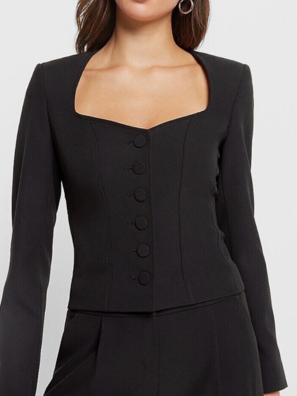 EXPRESS BLACK EDITOR SWEETHEART
NECKLINE BUSTIER BLAZER SIZE 2
